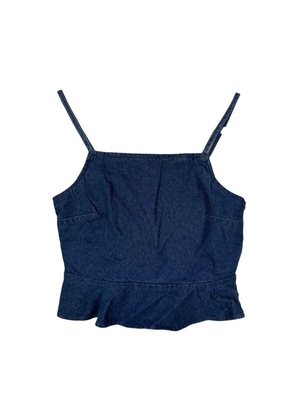 American Eagle Outfitters XS Denim Tank Top Smocked Back Ruffled Hem Y2K Boho